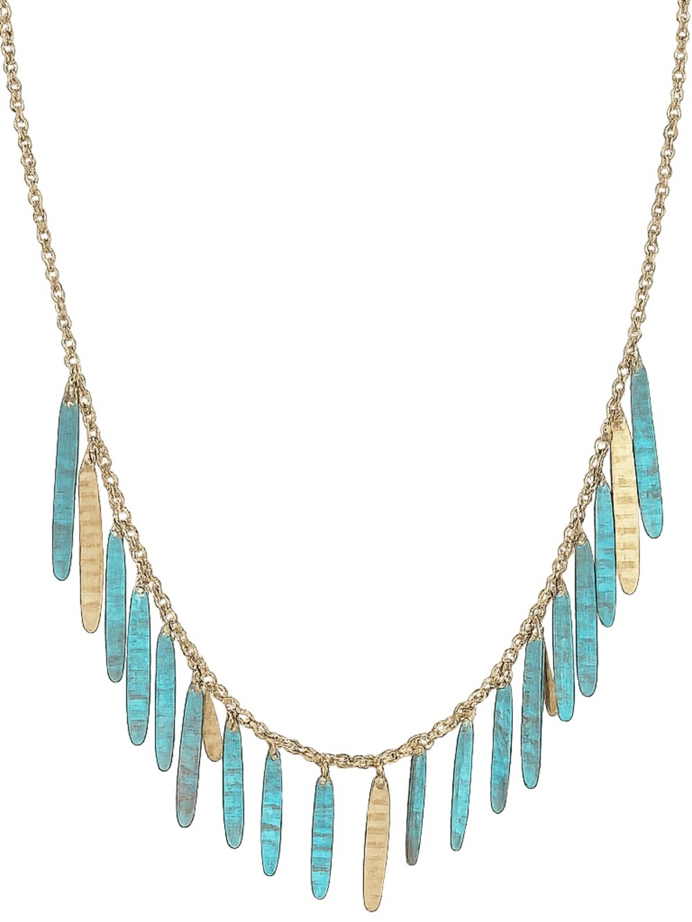 Icing Gold-Tone Necklace with Turquoise Blue Dangle Bars